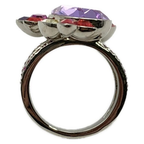 Auth SWAROVSKI - Silver Red Multi Swarovski Crystal Hardware Ring #6 1/2 - Picture 4 of 4